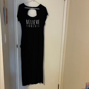 Black Maxi Dress with 'Believe Forever' Print